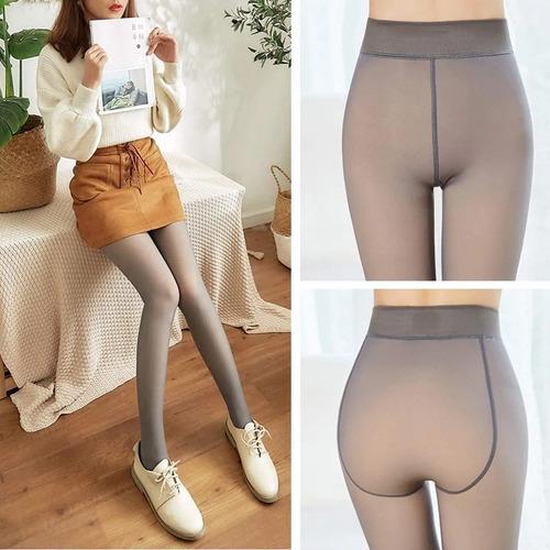 Pantimedias De Forro Polar Cálido Translúcido Falso De Mujer