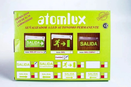 Imagen 3 de 4 de Cartel Salida Leds Atomlux 9905 L Doble Faz 3 Horas