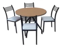 Comprar Juego  Cocina  Comedor  Redonda Combo Mesa 90 Cm + 4 Sillas Paris Apilables Caño Pintado Reforzado Directo De Fabrica Pr