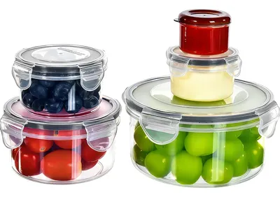 Kit Potes Hermeticos Mantimentos Empilhavel Tampa E Trava Kit 5