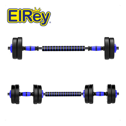 Set 2 Mancuernas + Barra 3en1 + 20kg Disco Pesa Pvc - El Rey