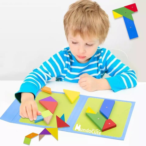 Imagen 2 de 5 de Tangram Magnético Madera Juguetes Didácticos Montessori