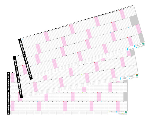 Planner 2024 Anual Gigante -  3 Cuatrimestres De 32 X 90 Cm 