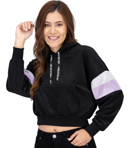  Hoddie Cropped Mujer Casual Capucha Ligera Roosevelt A209