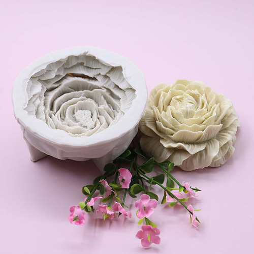 Vela De Silicona De Peonía, Modelo De Flor, Jabón De