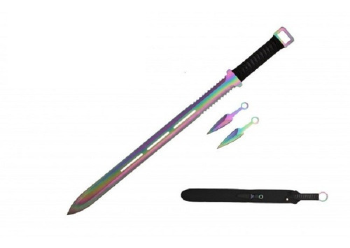 Espada Recta Ninjato 70 Cm Doble Filo 2 Dagas Tornasol