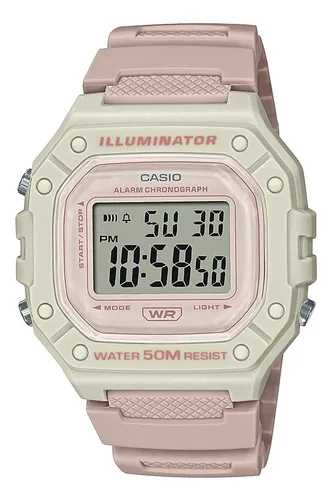 Reloj Casio Illuminator Alarm Chronograph W218hc-4a2v Rosa