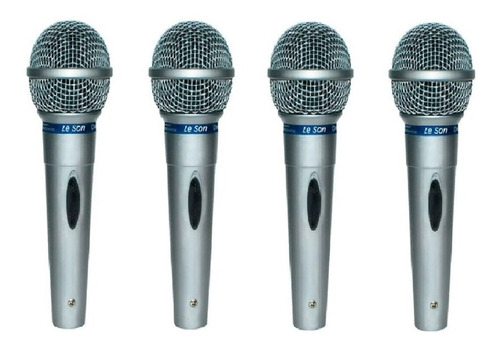 4 Microfone C Fio Prof Leson Dinamico Mc200 Voz Igreja Prata