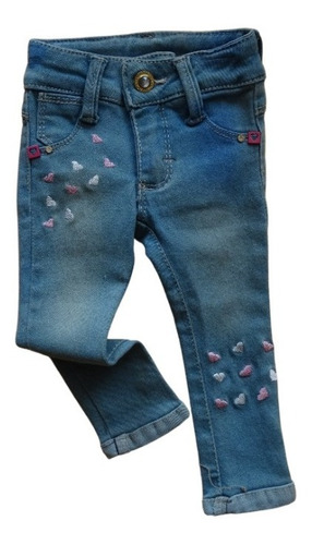  Pantalon De Mezclilla Bordado Para Niña