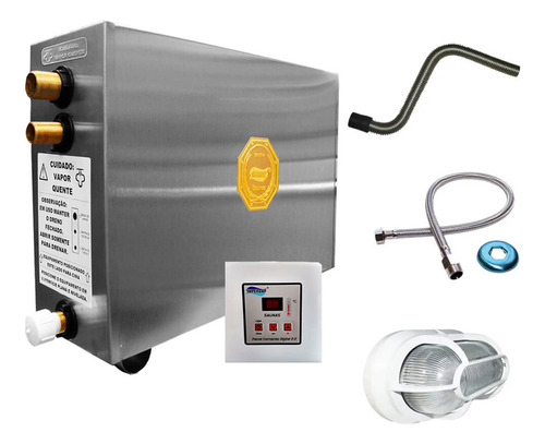 Kit Sauna Impercap 9kw 220 Trif + Luminária + Kit Instalação 220V