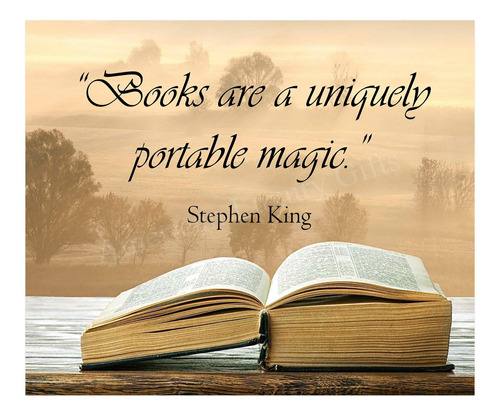 Stephen King Quotes Wall Art- Books Are A Uniquely Portable.