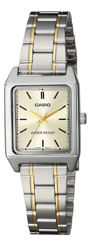 Reloj Casio De Dama Modelo Ltp-v007 Metal Combinado Color De La Correa Bicolor Color Del Bisel Dorado Color Del Fondo Dorado