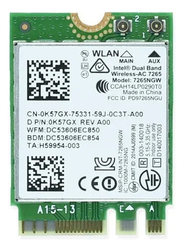 Placa Intel Wireless Ngff 7265ngw AC Bluetooth 4.2 Wifi 867m