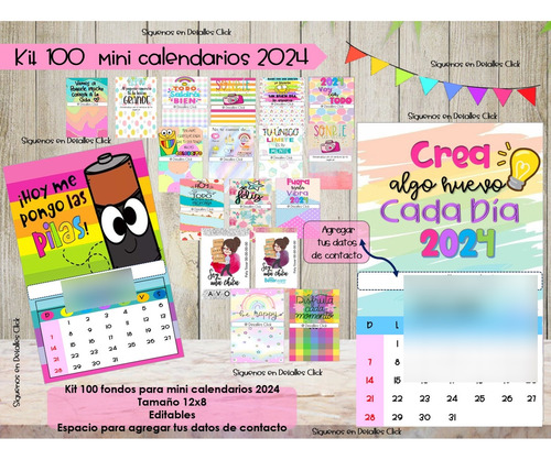 100 Mini Calendarios 2024 Editables Imprimibles