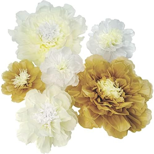 White Gold Large Paper Flower Decorations For Wedding P...