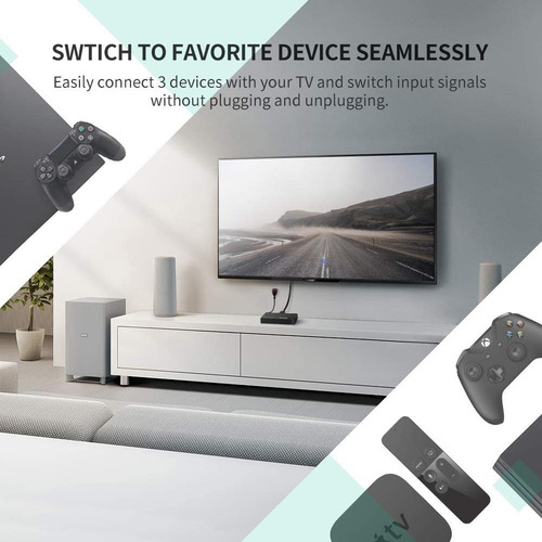Switch Selector Hdmi 3x1 3 Entradas A 1 Salida Ugreen 2k 4k