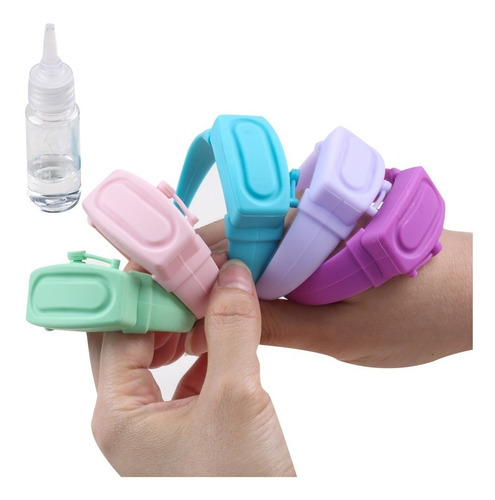 Pulsera Brazalete Gel Antibacterial Y Botella Dosificadora