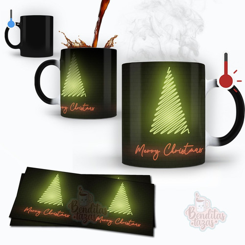 Taza Magica Merry Christmas Modelo4 Neon Regalo De Navidad