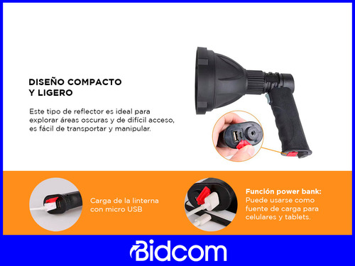 Linterna Con Led 10w Recargable Gadnic Resistente Al Agua Color de la linterna Negro Color de la luz Blanco
