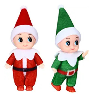 2 Piezas De Muñeca Elfa De Navidad Pequeños Gemelos De Bebé
