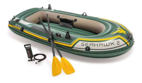 Barco Bote Inflável Intex Seahawk 200 Kg Par De Remos Bomba