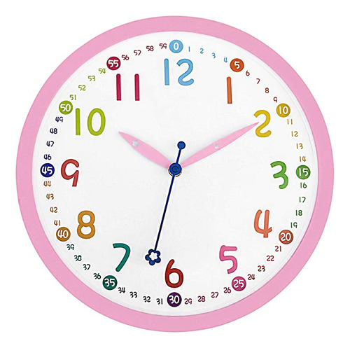 Lumuasky Reloj De Pared Para Niños, Color Rosa, De 12 PuLG.