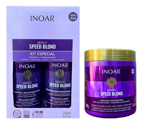 Kit Inoar Speed Blond Tratamento Cabelos Loiros Grisalhos