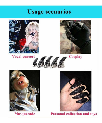10 Piezas De Anillo De Uñas Disfraz De Garra De Halloween
