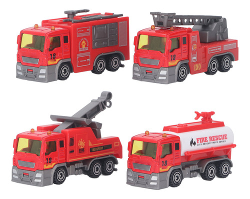Camión De Juguete, 4 Piezas, 1:32 Fire Set, Coche Retráctil