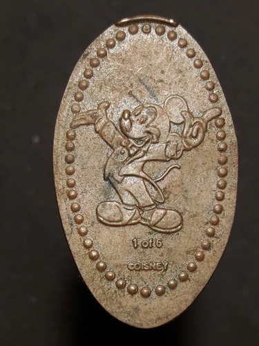 Moneda 1 Cent Dolar Elongada Disney Mickey Mouse 