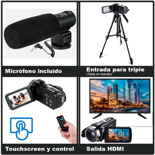 Imagen 5 de 7 de Videocamara Vak 809 Microfono Nocturna 24mp Touch Hdmi Sd