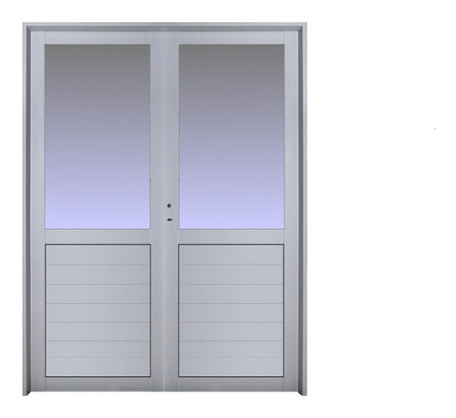 Puerta Doble Aluminio 160x200 M503 Medio Vidrio Entero