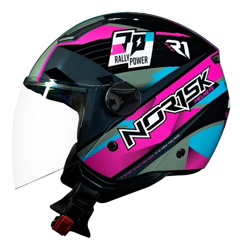 Capacete Norisk Orion R1 Rosa/azul Aberto Promoção