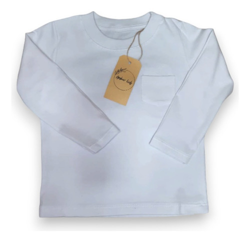 Remera Bebe Unisex Básica Blanca Con Bolsillo Ambar Kids