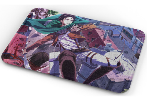 Tapete Attack On Titan Levi Ciudad Baño Lavable 50x80cm