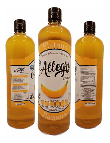 Jarabe Saborizante Sabor Plátano 1 Lt Allegro Ingredients