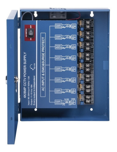 Fuente De Poder Profesional Heavy Duty 16 Amp Para 8 Cámaras