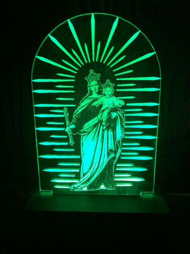 Luminaria Led, Nossa Senhora Do Pilar, Virgem Do Pilar Cúpula 16 Cores Estrutura Preto 127/220v