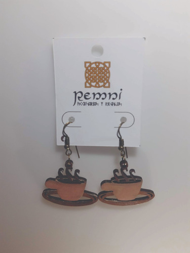 Aretes Remni Taza Café - Colgantes, De Mdf  3mm