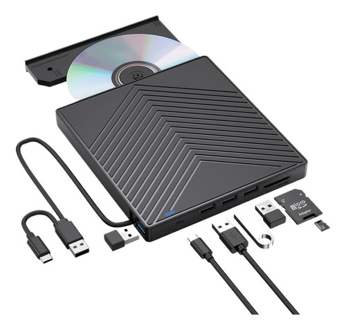 6 En 1 Unidad De Dvd Externa, Usb 3.0 Dvd/cd Quemador Lector