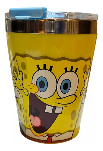Copo Snap Amarelo Com Tampa Bob Esponja 300ml
