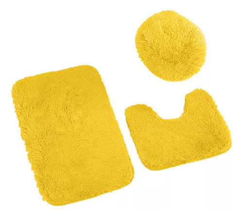 Juego De Alfombras De Baño De Color Liso A-3 Piezas