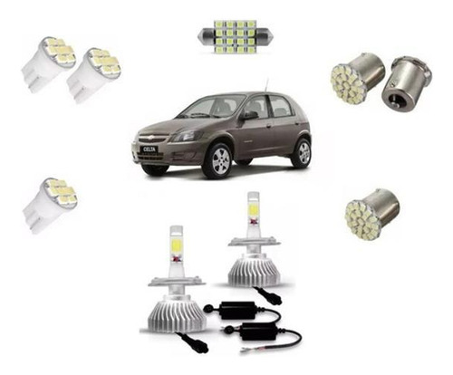 Kit Lampadas Super Led + Gm Celta Farol Alto Baixo 2006/2017