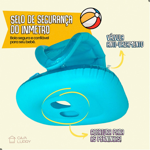 Bóia Bote Infantil Com Cobertura Removível Proteção Solar