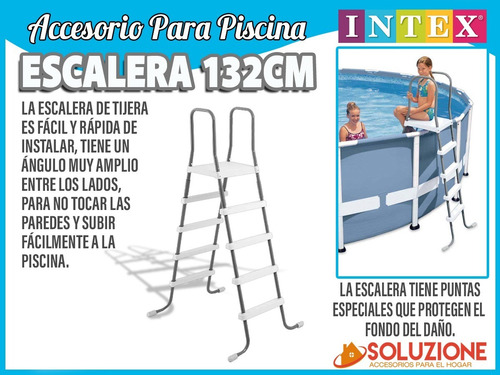 Escalera Para Pileta Intex 132 X 48cm Acero Inoxidable Y Pvc