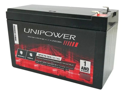 Bateria Selada 12v 7,0ah Vrla Up1270seg Unipower