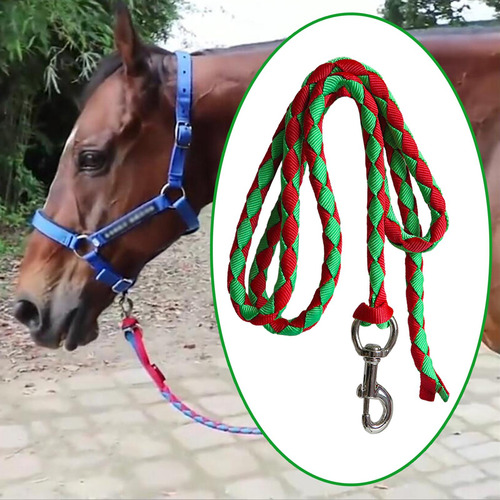 Cuerda De Plomo Para Caballos Con Clip 4 Metros Verde Rojo