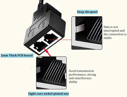 Rj45 Network Ethernet Splitter 1 2 Adaptador De Cable Mac...
