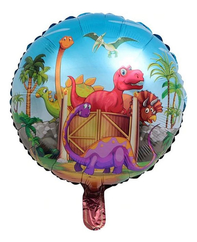 Globo Dinosaurios Metalizado 45cm Inflado Con Helio