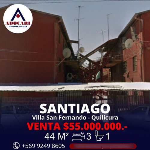 Santiago / Depto Villa San Fernando / Quilicura  3d - 1b